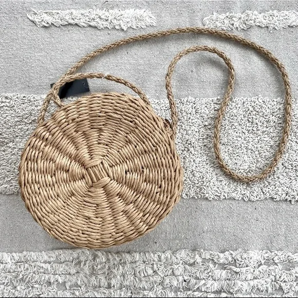 STRAW ROUND CROSSBODY BAG  WITH TOP HANDLE - Picture 4 of 14
